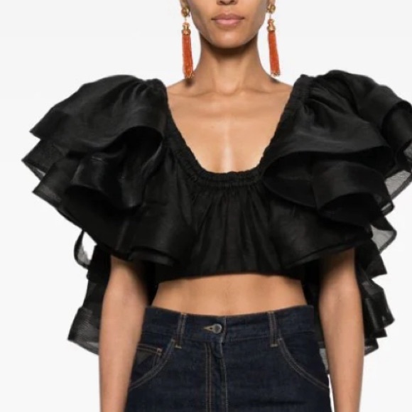 Zimmerman ruffled scoop crop neck with chain back US SIZE 4